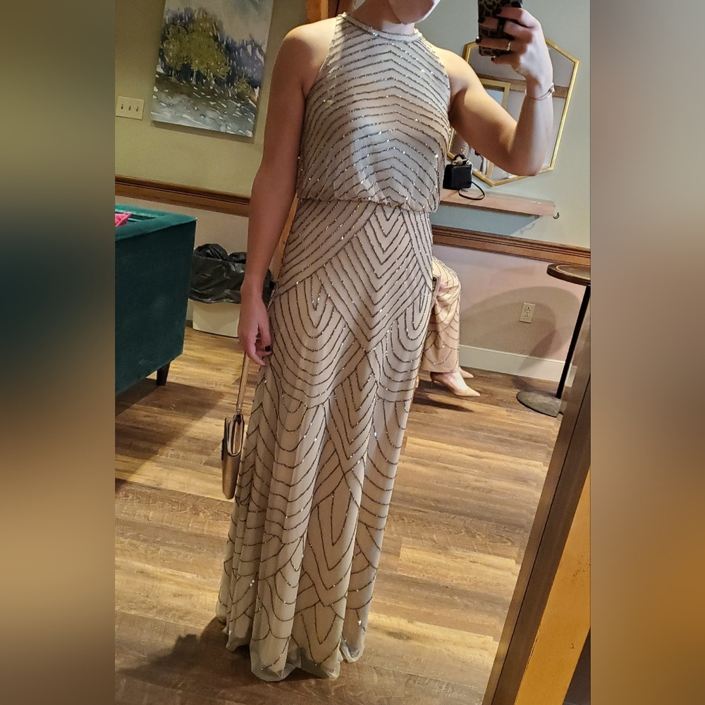 Adrianna Papell Beaded Nude Dress